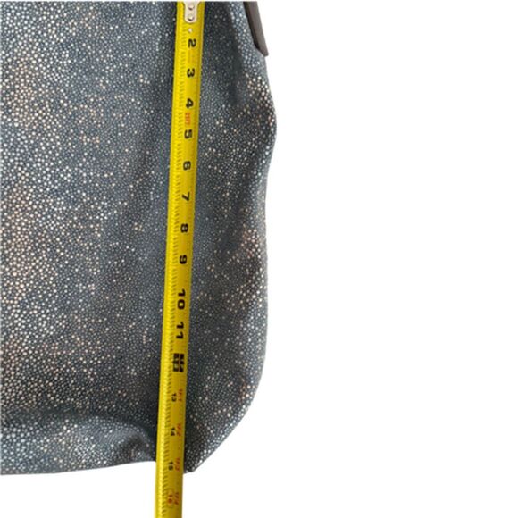 Linde Gallery St Barth Leather Blue Sparkle Large Shopping Tote Bag - Picture 12 of 13